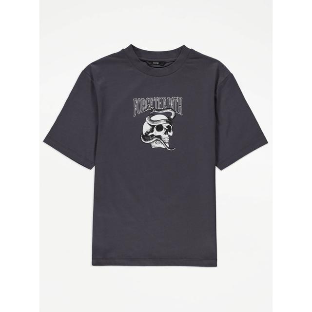 Boy's Charcoal Grey Skull Short Sleeve T-Shirt Size - 6-7 Yrs on Productcaster.