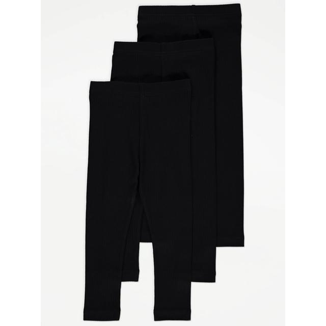 Kids' Black Ribbed Leggings 3 Pack on Productcaster.