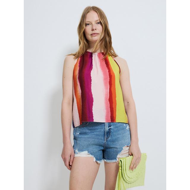 Women's Bright Blurred Stripe Halter Neck Top - Multi - 85% Viscose 15% Nylon on Productcaster.