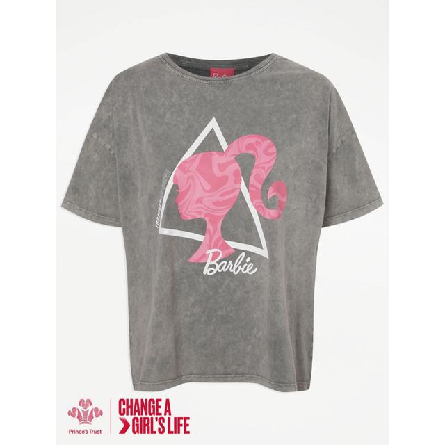 Women's Barbie Prince's Trust Grey Acid Wash T-Shirt - Charcoal - 100% Cotton on Productcaster.