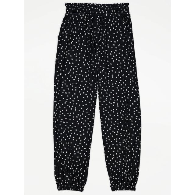 Kids' Black Spotty Cuffed Jersey Trousers on Productcaster.