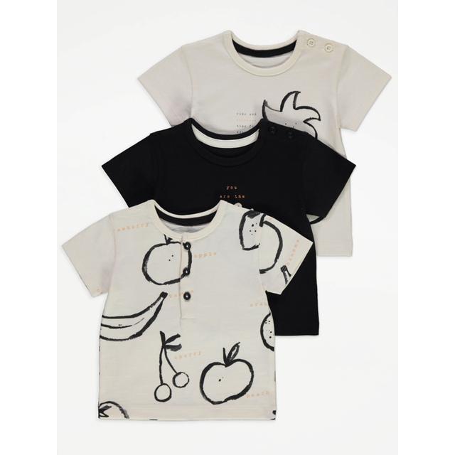 Baby Boys' Neutral Fruity Sunshine T-Shirts 3 Pack - Multi on Productcaster.