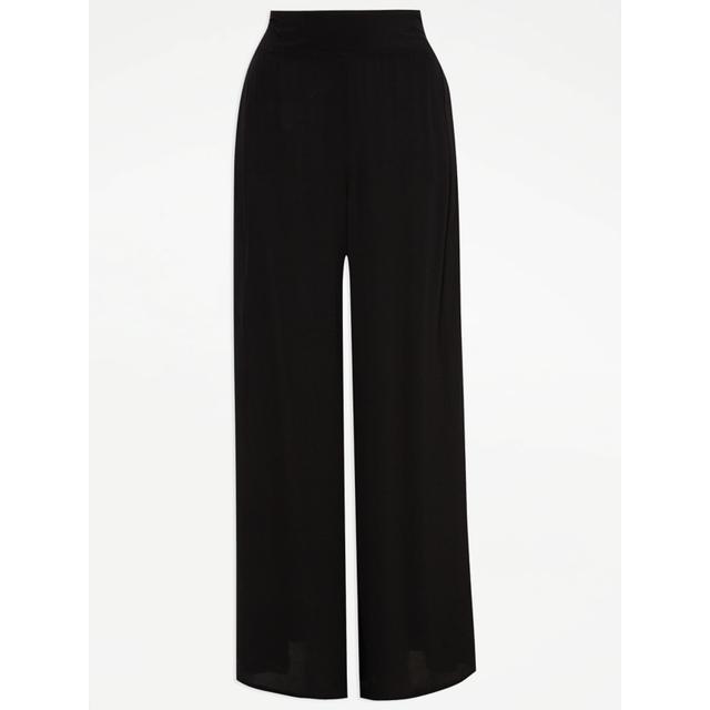 Women's Black Lightweight Wide Leg Trousers - 100% Viscose on Productcaster.