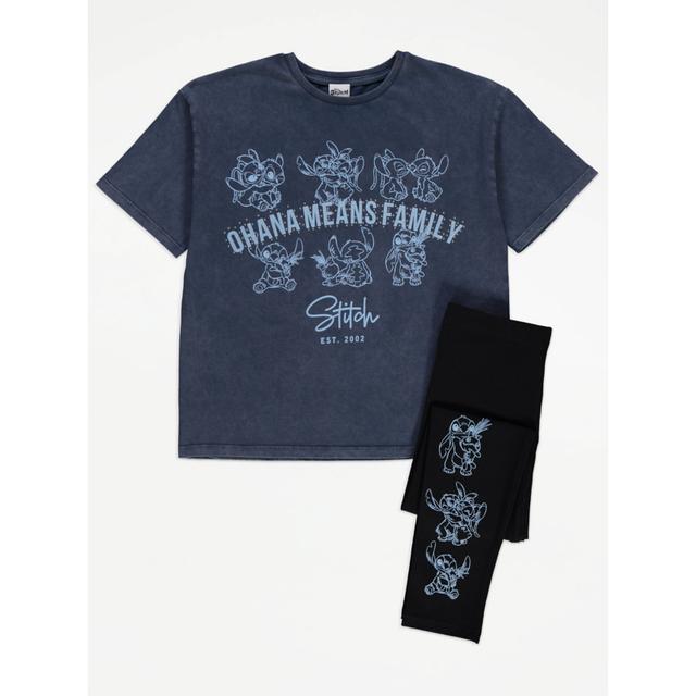 Kids' Disney Lilo & Stitch Acid Wash T-Shirt and Leggings Outfit - Charcoal on Productcaster.