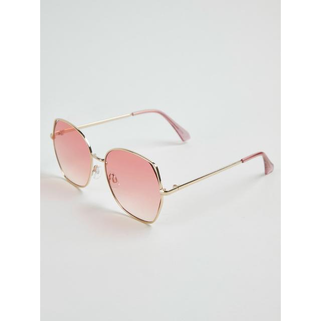 Women's Rose Tinted Hexagon Sunglasses - Rose Gold - 70% Plastic 30% Copper on Productcaster.