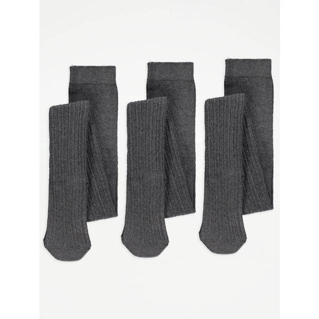 Kids' Grey Cable Knit Tights 3 Pack on Productcaster.