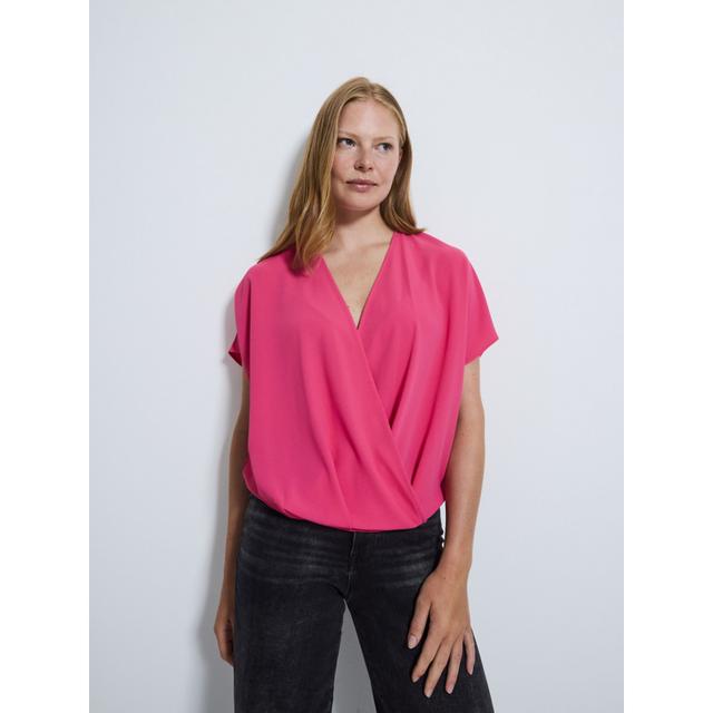 Women's Pink Wrap Front Blouse - 100% Polyester on Productcaster.