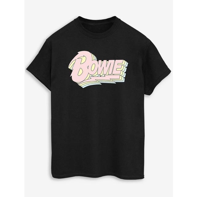 Women's NW2 David Bowie Pastel Black Printed Boyfriend Fit T-Shirt - 100% Cotton on Productcaster.