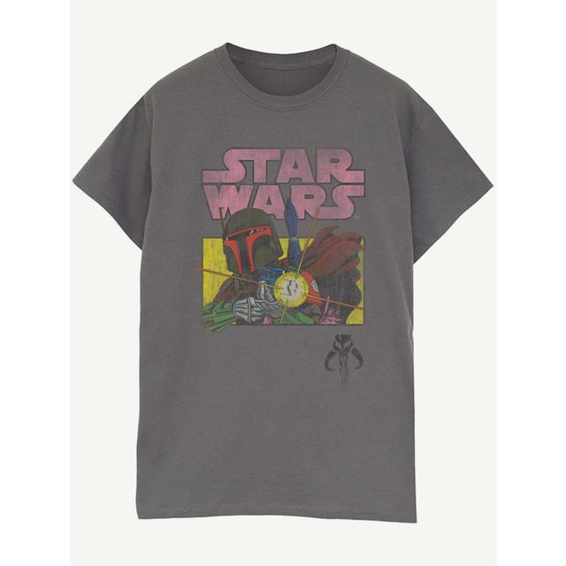 Women's NW2 Star Wars Boba Fett Adult Charcoal T-Shirt - 100% Cotton on Productcaster.