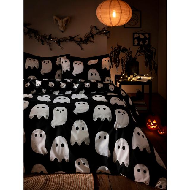 Black Halloween Ghost Reversible Duvet Set on Productcaster.