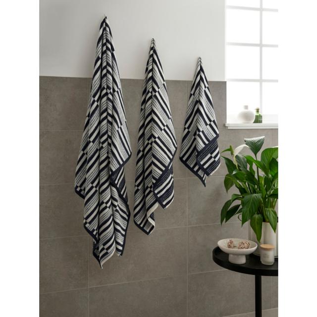 Black & White Mingle Stripe Cotton Towel Range on Productcaster.