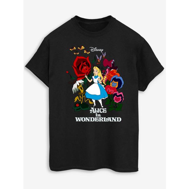 Women's NW2 Alice In Wonderland Flower Adult Black T-Shirt - 100% Cotton on Productcaster.