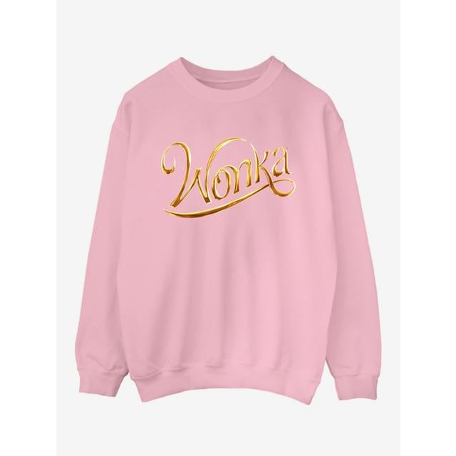 Women's NW2 Wonka Gold Logo Adult Baby Pink Printed Sweatshirt - 50% Cotton 50% Polyester on Productcaster.