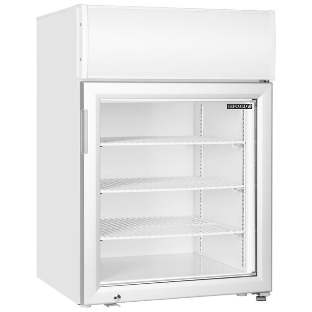 Tefcold UF100GCP 100 Ltr Countertop Single Glass Door White Display Freezer on Productcaster.