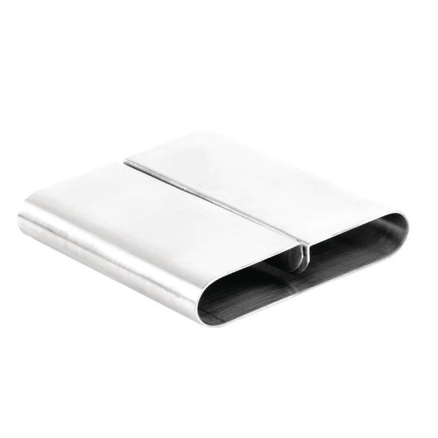 APS F778 Curved Stainless Steel Menu Card Holder on Productcaster.