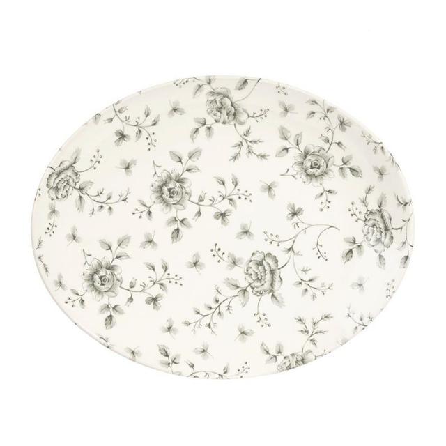 Churchill Vintage Prints DA668 Rose Chintz Oval Coupe Plates Grey 317mm (Pack of 6) on Productcaster.