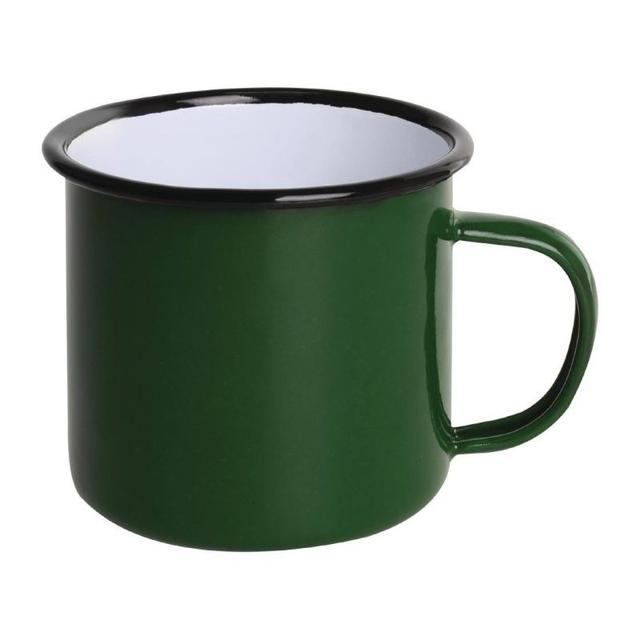 Olympia Enamel DC396 Mugs Green 350ml (Pack of 6) on Productcaster.