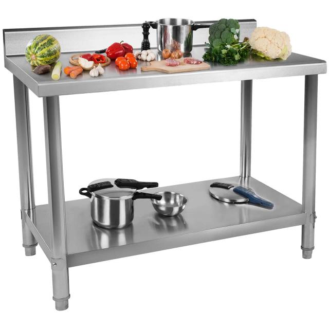 Stainless Steel Work Table 120 x 60 cm Upstand 137 kg Carrying Capacity - Stainless Steel Table by Royal Catering on Productcaster.