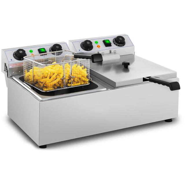 Elektrická fritéza 2 x 10 litrů časovače 230 V - Elektrické fritézy Royal Catering on Productcaster.