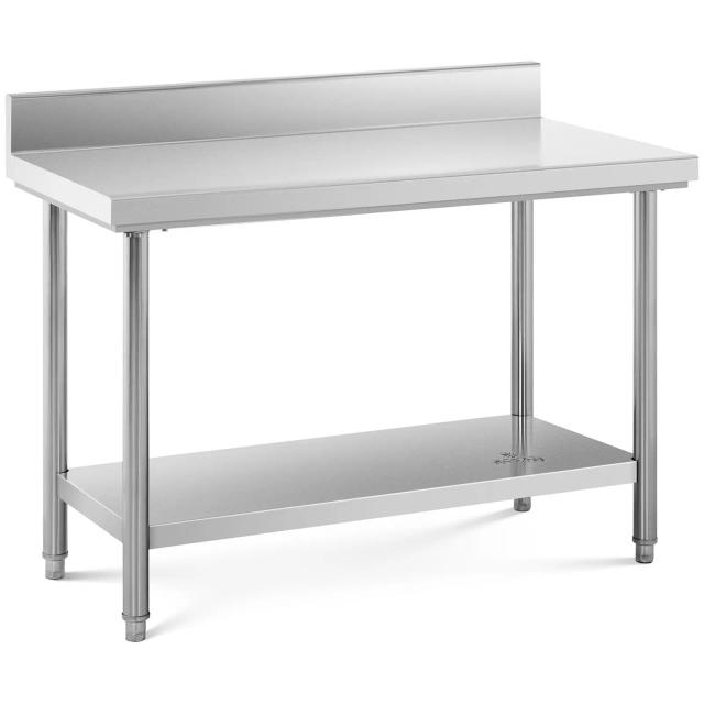 Rostfri arbetsbänk - 120 x 60 cm - Med skyddskant - Bärkraft 137 kg | Royal Catering on Productcaster.