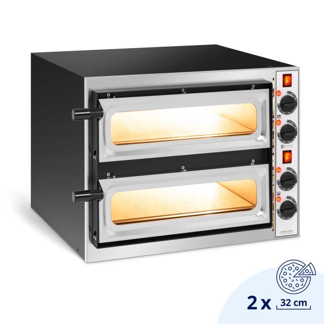 Pizzakemence - 2 kamra - 2 x Ø 32 cm - üvegajtó | Royal Catering on Productcaster.