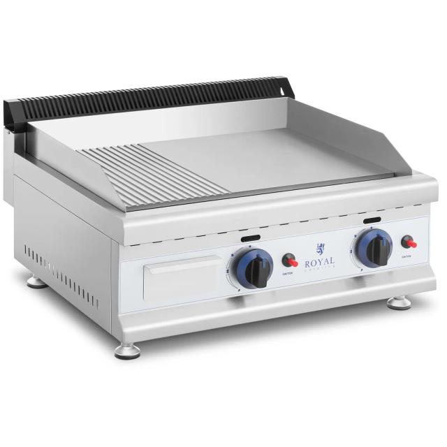 Dupla gázgrill - 60 x 40 cm - sima/bordázott - 2 x 3100 W - földgáz - 20 mbar | Royal Catering on Productcaster.