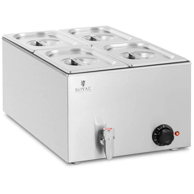 Bain Marie 600 W 4 GN 1/4 vypouštěcí kohout - Royal Catering on Productcaster.