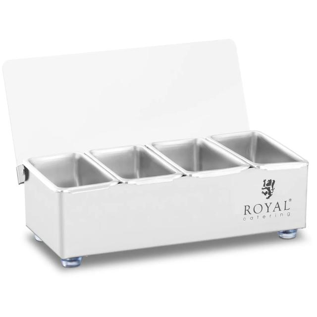 Suport pentru condimente - Oțel inoxidabil - 4 x 0,4 L - Royal Catering on Productcaster.