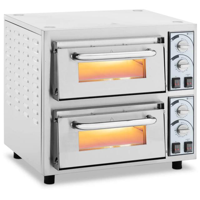 Pizzasütő kemence - 2 kamra - 4400 W - Ø 35 cm - tűzálló kő - Royal Catering on Productcaster.