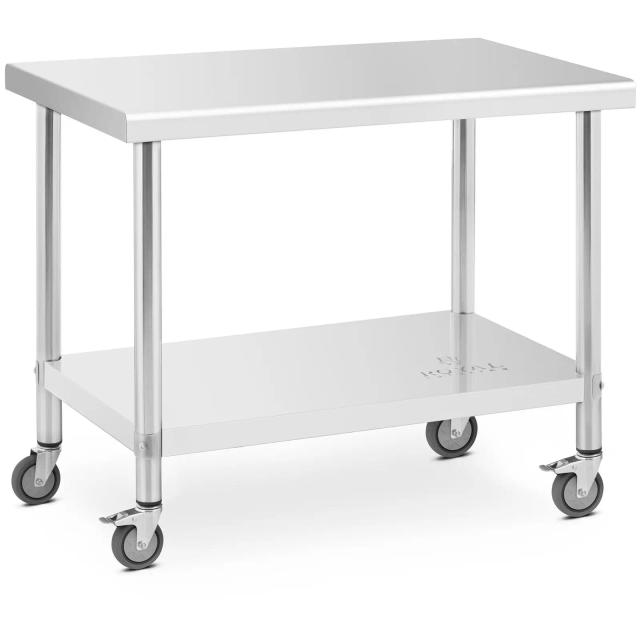 Stół ze stali nierdzewnej na kółkach 60 x 100 cm 155 kg - Stoły robocze Royal Catering on Productcaster.