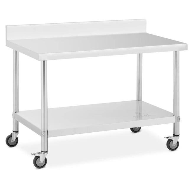 Edelstahltisch mit Rollen 70 x 120 cm Aufkantung 158 kg Tragkraft - Gastro Arbeitstisch Royal Catering on Productcaster.