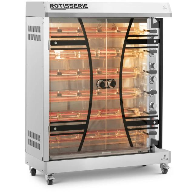 Elektromos csirke grill - 6 nyárs 36 csirkéhez - világítással és kerekekkel - Royal Catering on Productcaster.