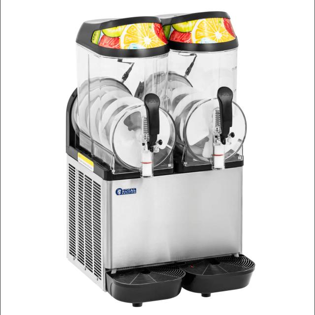 Mașină de slush - 2 x 12 L - iluminare LED - panou de control digital - Royal Catering on Productcaster.