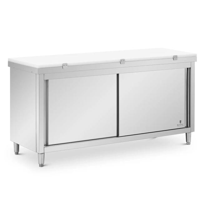 Masă de bucătărie din oțel inoxidabil - 180 x 60 cm - capacitate de încărcare de 500 kg - inclusiv placă de tăiere - Royal Catering on Productcaster.