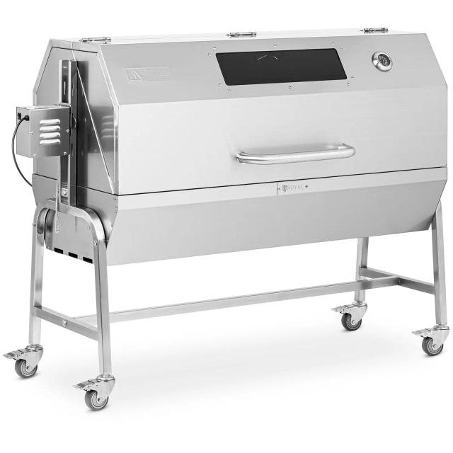 Răzătoare BBQ - cu motor - 40 kg - lungimea spiței grătarului: 138 cm - oțel inoxidabil - protecție împotriva vântului - Royal Catering on Productcaster.