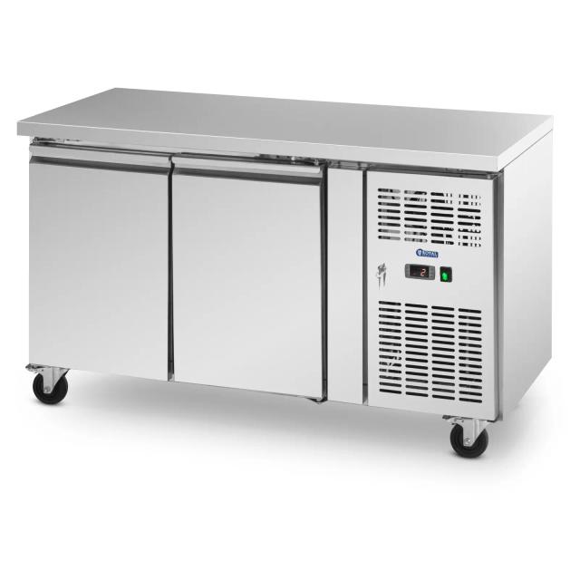 Hűtőpult kerekekkel - 260 l - 2 rekesz - 136 x 70 cm - B osztály - Rozsdamentes acél - Royal Catering on Productcaster.