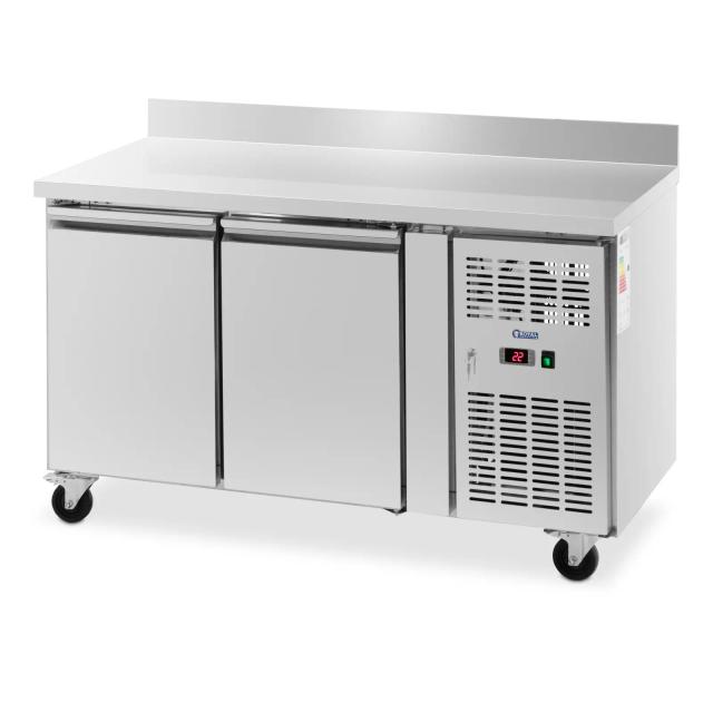 Frigider mobil Saladette - 260 l - 2 compartimente - 136 x 70 cm - clasa B - backsplash - oțel inoxidabil - Royal Catering on Productcaster.