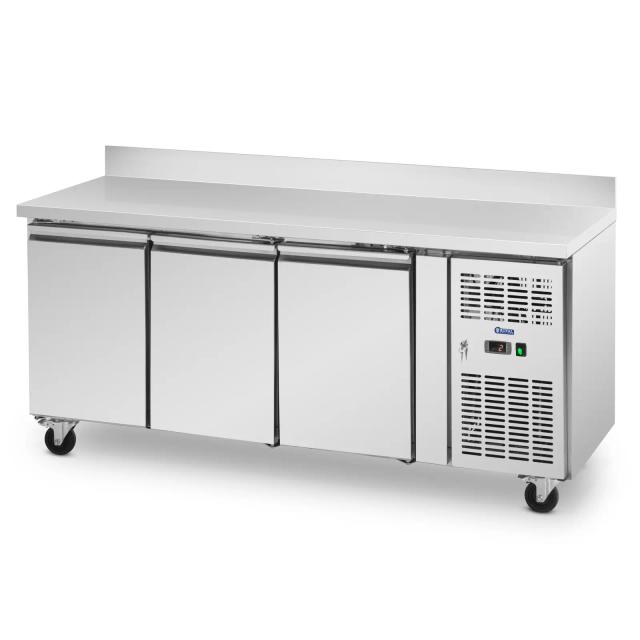 Frigider mobil Saladette - 410 l - 3 compartimente - 179,5 x 70 cm - clasa B - backsplash - oțel inoxidabil - Royal Catering on Productcaster.