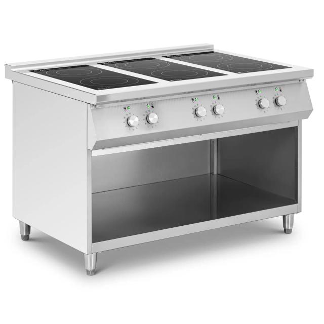 Plită cu inducție - cu bază deschisă - 6 plite - 25,5 kW - până la 260 °C - oțel inoxidabil - Royal Catering on Productcaster.