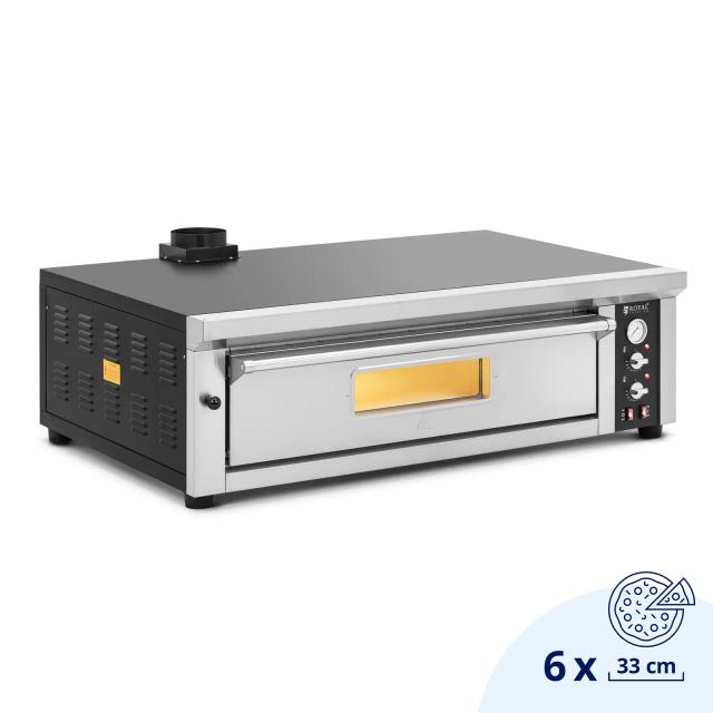 Elektromos pizzasütő kemence - 6 x 33 cm - 1 kamra - 6600 W - 400 V - samottkő - Royal Catering on Productcaster.