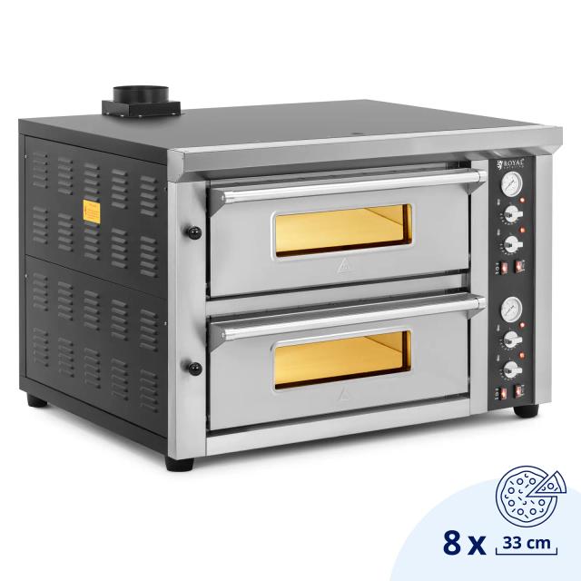 Ηλεκτρικός φούρνος πίτσας - 4+4 x 33 cm - 2 θάλαuοι - 8400 W - 400 V - πέτρα πυρόλιθου - Royal Catering on Productcaster.