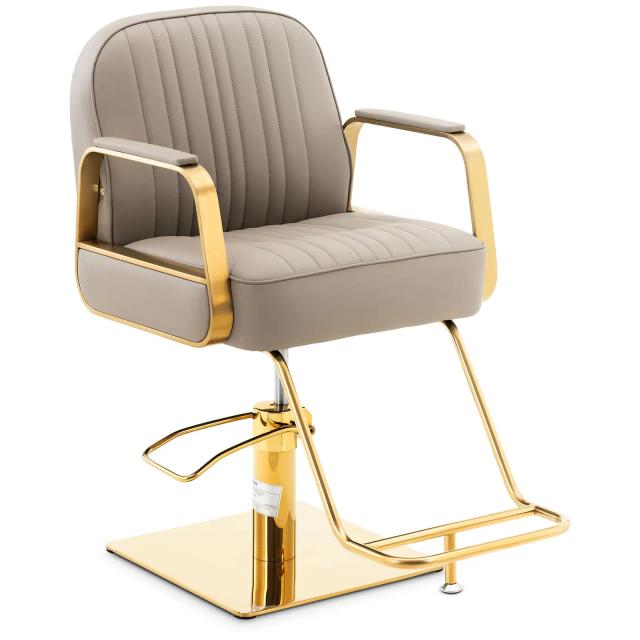 Salon Chair With Footrest 920 1070 mm 200 kg Gold / Grey - Hairdresser Barber Chairs & Stools by Physa on Productcaster.