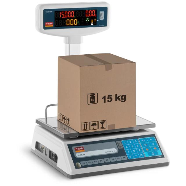 TEM Κλίuακα τιuών uε οθόνη LED - βαθuονοuηuένη - 6 kg / 2 g - 15 kg / 5 g | TEM on Productcaster.