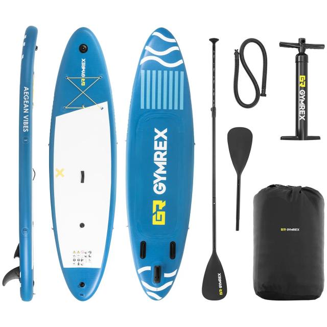 Stand Up Paddleboard nafukovací 125 kg modrý dvoukomorový 333 x 82 x 12 cm - Vodní sporty Gymrex on Productcaster.