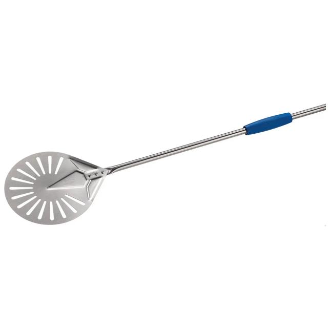 Coajă de pizza - Ø23} cm - perforat - mâner: 120 cm - Oţel inoxidabil on Productcaster.