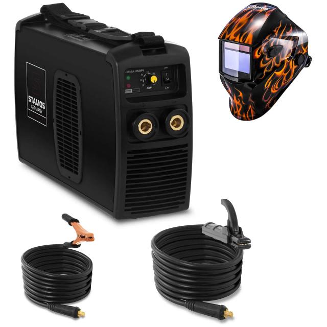 Welding Set Stick Welder 250 A 230 V + Welding Helmet – Firestarter 500 Advanced Series - Welding Kits by Stamos Germany on Productcaster.