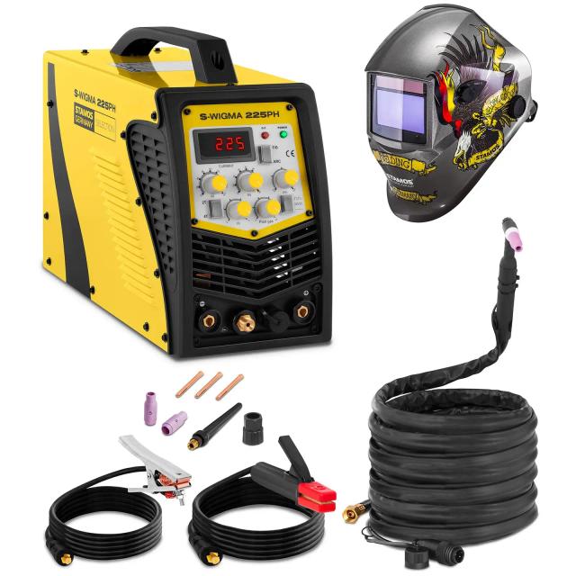 Welding Set TIG Welder 225 A 230 V Pulse 2/4 Tact Selection + Welding Helmet – Eagle Eye Advanced Series - Welding Kits by Stamos Germany on Productcaster.