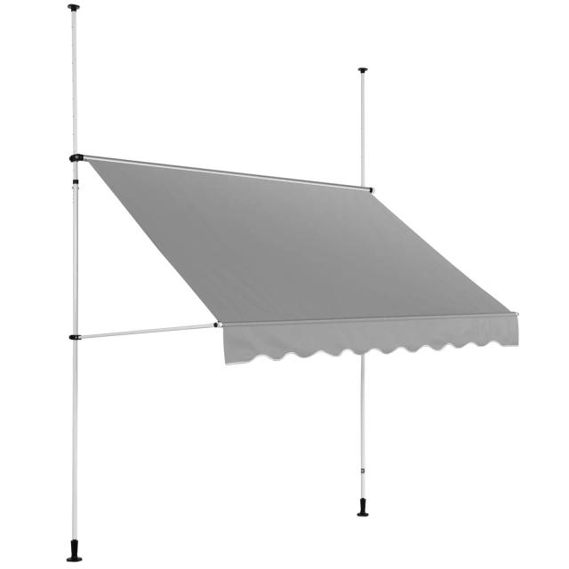 Χειροκίνητη τέντα - 2 - 3,1 m - 250 x 120 cm - ανθεκτική στην υπεριώδη ακτινοβολία - γκρι ανθρακί / λευκό | Uniprodo on Productcaster.