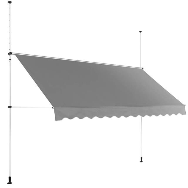 Χειροκίνητη τέντα - 2 - 3,1 m - 350 x 120 cm - ανθεκτική στην υπεριώδη ακτινοβολία - γκρι ανθρακί / λευκό | Uniprodo on Productcaster.