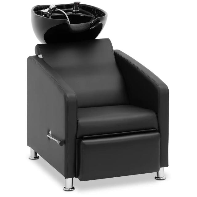 Salon Backwash Unit With Leg Rest - chiuvetă înclinabilă cu robinet mixer, furtun și cap de duș on Productcaster.